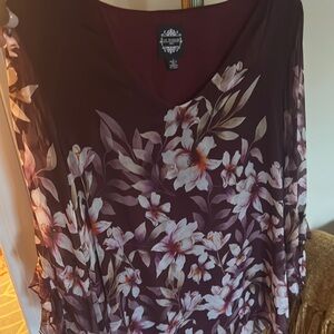 Le Marais Paris Floral Burgundy Blouse